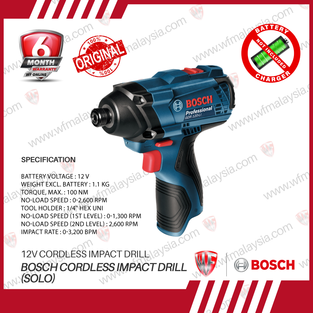 Bosch GDR 120Li GEN 2 Cordless Impact Driver (Solo No Battery, No Case & No Charger) GDR120Li